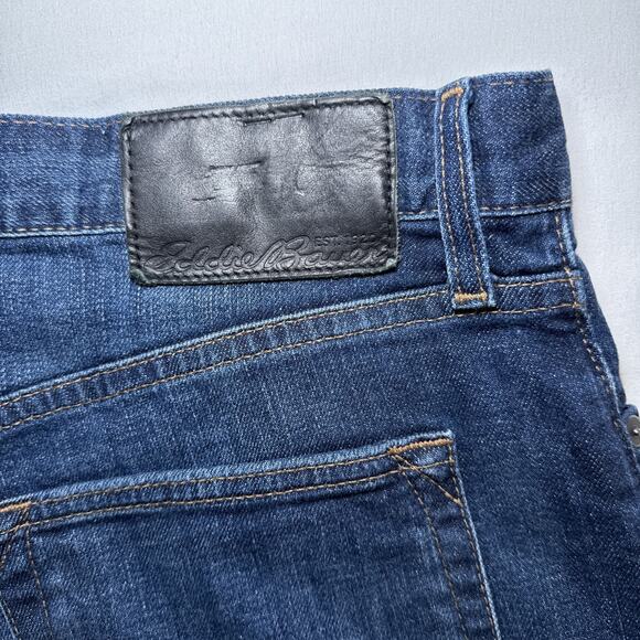 Eddie Bauer Mens Jeans 34X34 Dark Blue Denim Straight Mid Rise Stretch EUC - Picture 15 of 16